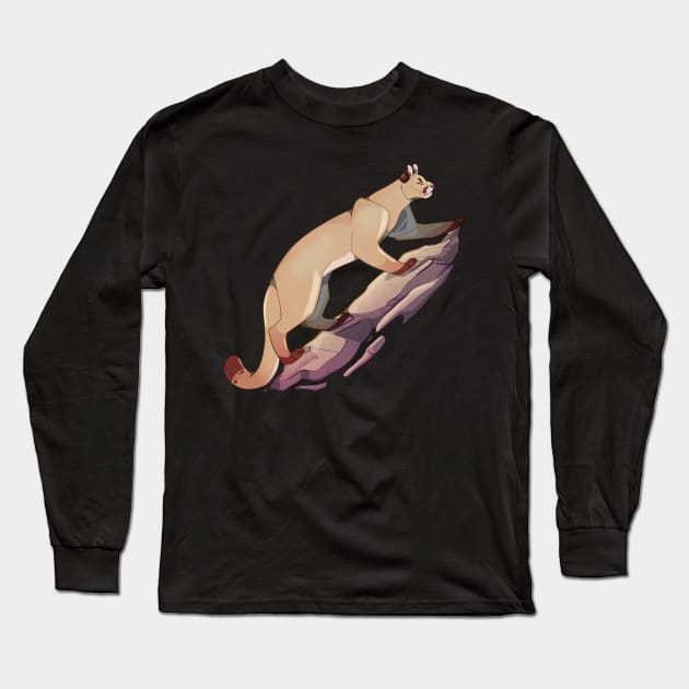 Mountain Lion Climbing Long Sleeve T-Shirt by larkspurhearts